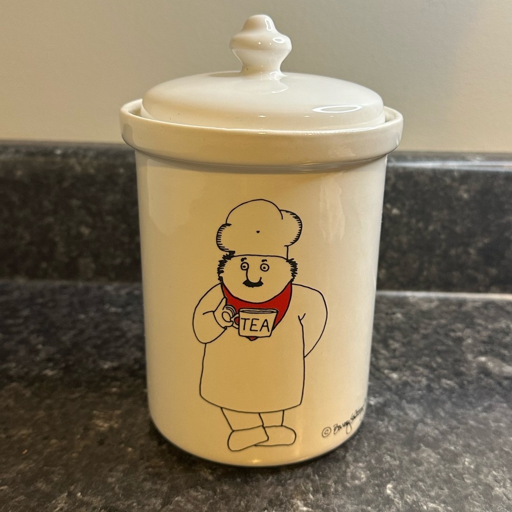 Vintage Barney Saltzberg “Chefs” Ceramic Tea Canister (1983)